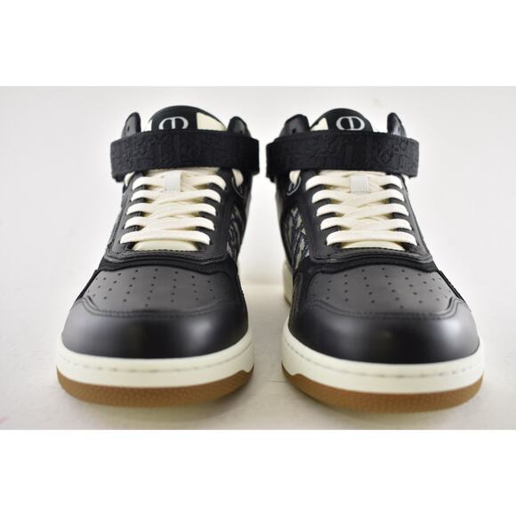 Dior Mens B27 Uptown Black Leather Oblique High Top Flat Trainer Sneakers 44 11 - Picture 7 of 12
